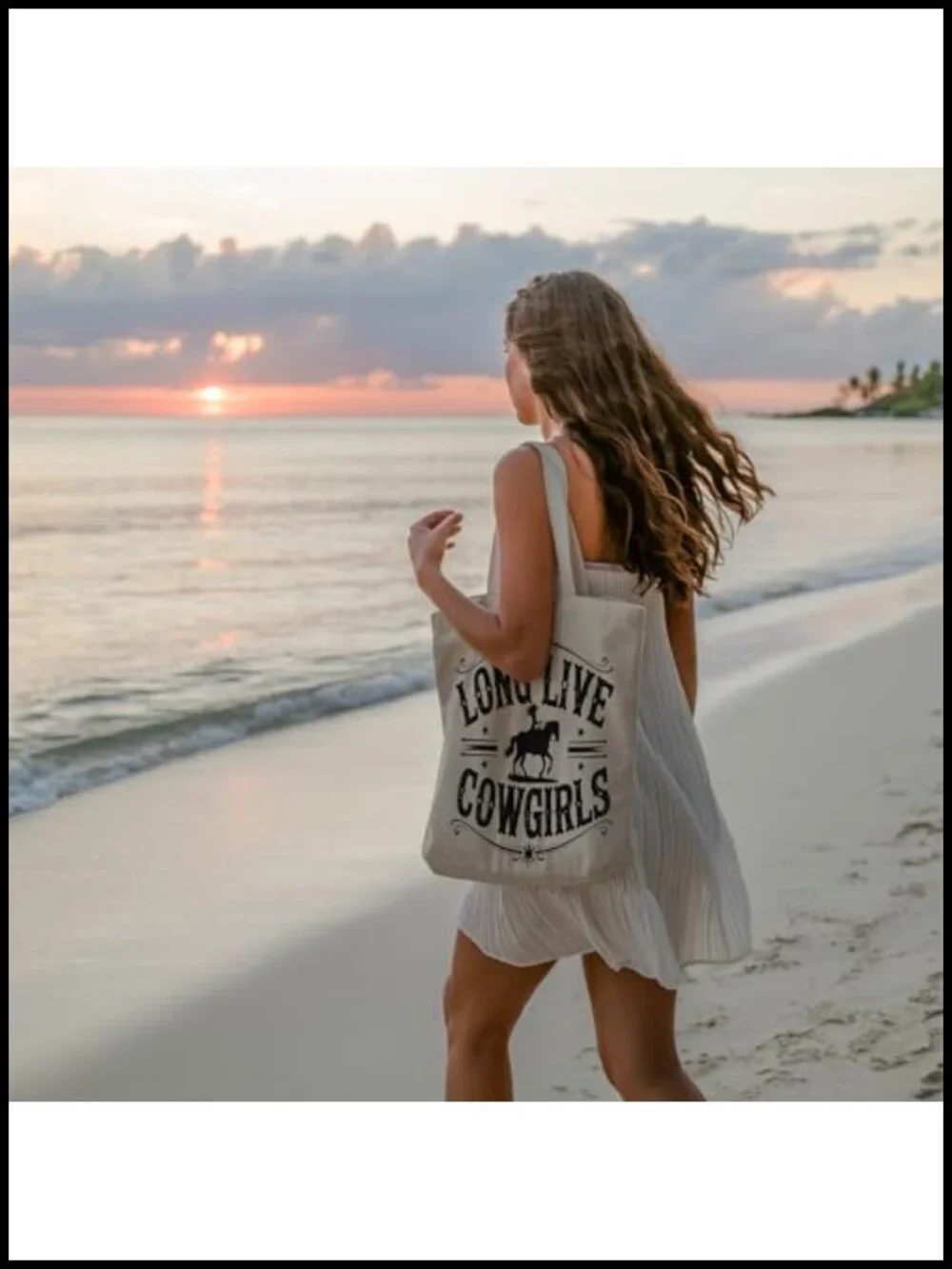 Canvas Cowgirl Tote Bag with Inner Pocket - Western Gift for Women